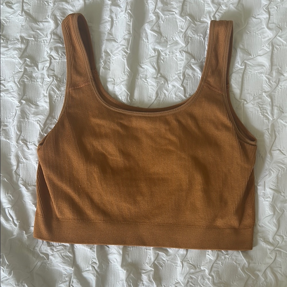 Ribbed Rust Orange Workout Tank Top
